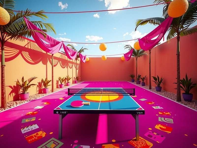 Ping Pong Pro - Holi Color Challenge Ping Pong Pro Holi event showing colorful trails and decorations